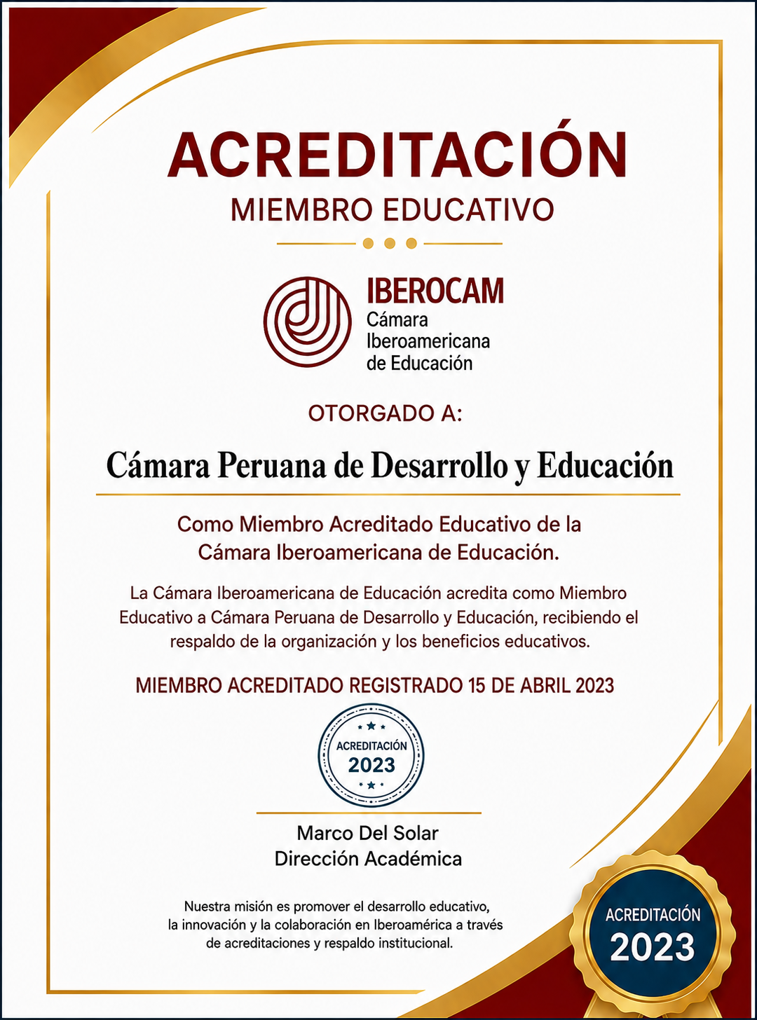 Acreditación IBEROCAM - CAPEDE 2023